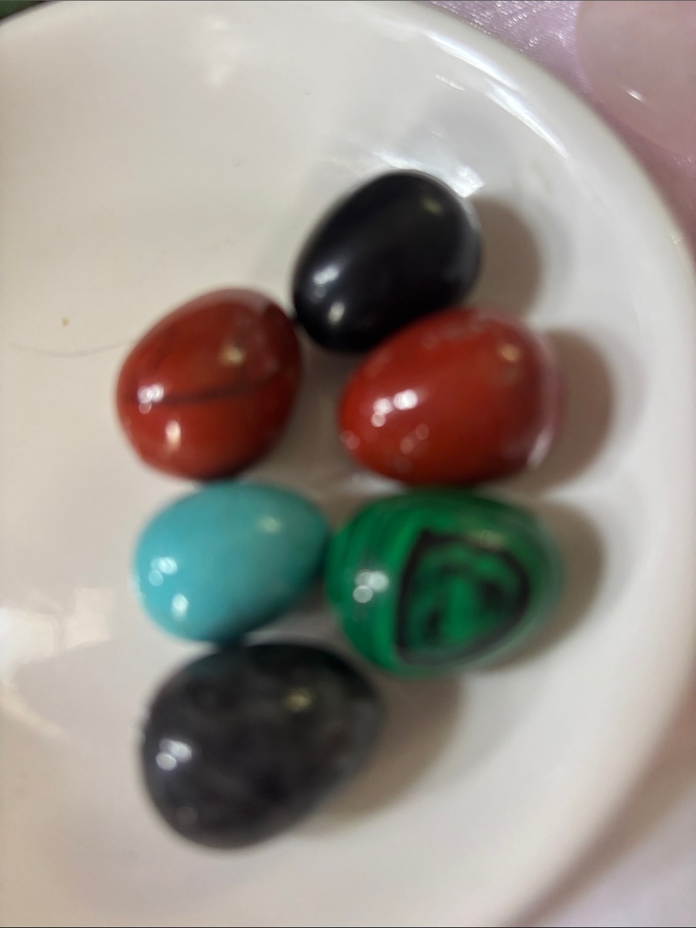Multi-Color Semi-Precious Stone Mini Eggs - Red, Black, Turquoise, Green